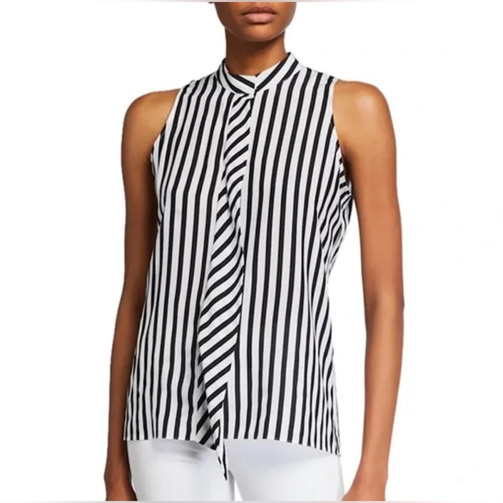 FRAME Sleeveless Femme Tie Neck Blouse
in Stripe Size M
